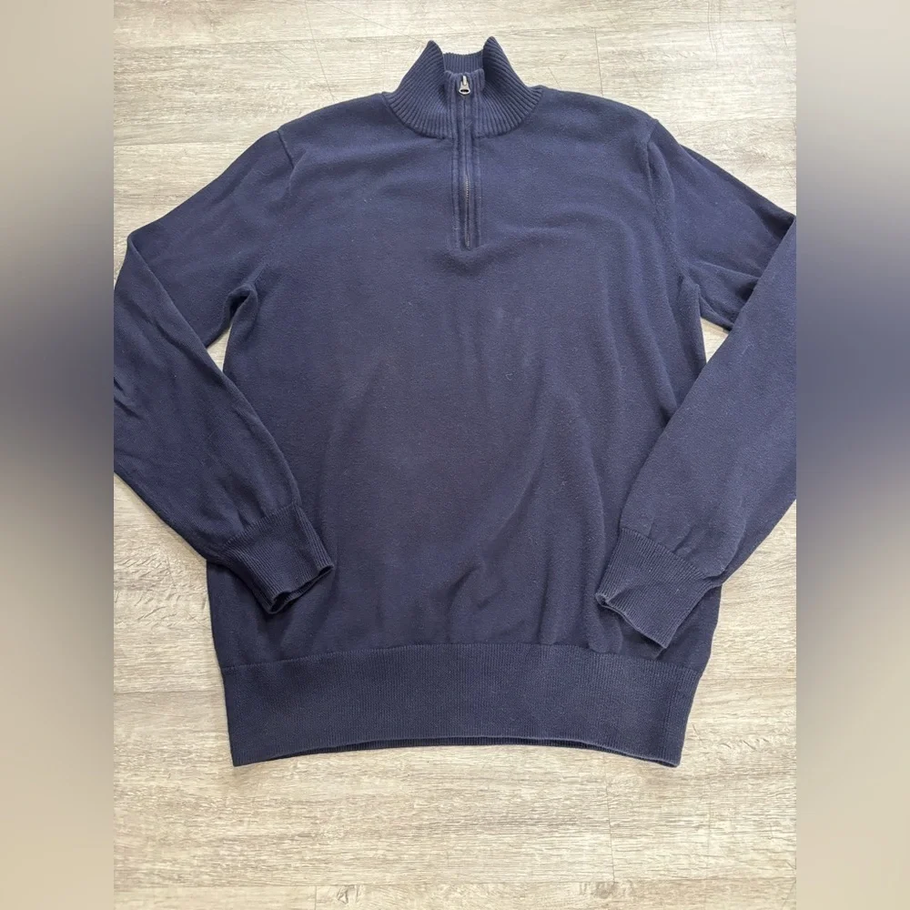 J.Crew Men’s Navy Mock Neck Quarter Zip Pullover | Size Small | 100% Cotton
